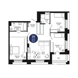 3-к квартира, вторичка, 85м2, 12/20 этаж