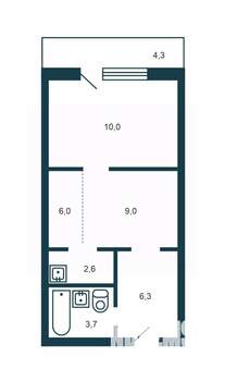 1-к квартира, вторичка, 40м2, 2/18 этаж