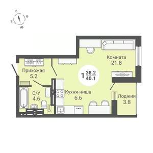 Студия квартира, строящийся дом, 40м2, 12/17 этаж