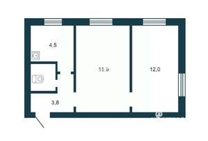 2-к квартира, вторичка, 38м2, 1/2 этаж