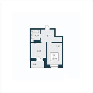 1-к квартира, вторичка, 39м2, 11/25 этаж