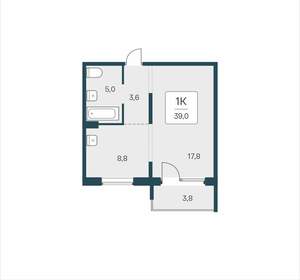 1-к квартира, вторичка, 39м2, 7/17 этаж