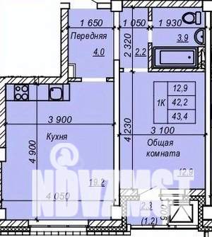 1-к квартира, строящийся дом, 43м2, 4/9 этаж