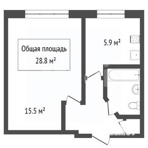 1-к квартира, вторичка, 28м2, 2/5 этаж
