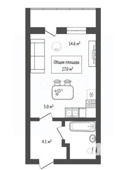 Студия квартира, вторичка, 28м2, 11/26 этаж