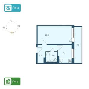 1-к квартира, строящийся дом, 39м2, 11/17 этаж