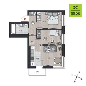 3-к квартира, вторичка, 54м2, 6/21 этаж
