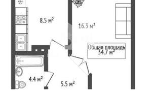 1-к квартира, вторичка, 35м2, 4/17 этаж