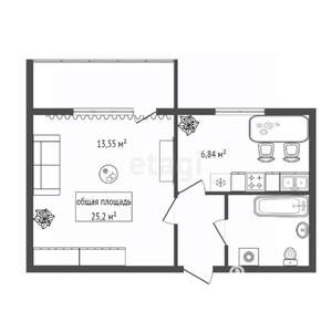 1-к квартира, вторичка, 25м2, 4/17 этаж