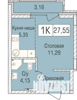 1-к квартира, сданный дом, 27м2, 1/9 этаж