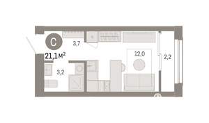 Студия квартира, вторичка, 21м2, 7/8 этаж