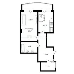 1-к квартира, вторичка, 49м2, 1/25 этаж