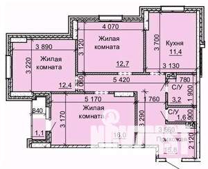 3-к квартира, вторичка, 74м2, 11/16 этаж