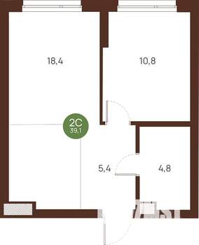 1-к квартира, строящийся дом, 39м2, 17/27 этаж