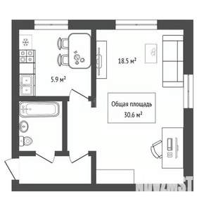 1-к квартира, вторичка, 31м2, 1/5 этаж