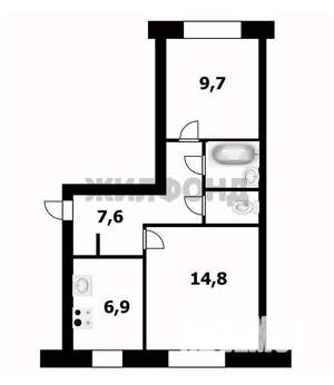 2-к квартира, вторичка, 43м2, 1/5 этаж