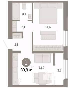 1-к квартира, вторичка, 40м2, 9/9 этаж