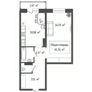 1-к квартира, вторичка, 41м2, 7/18 этаж