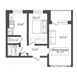 2-к квартира, вторичка, 43м2, 7/9 этаж
