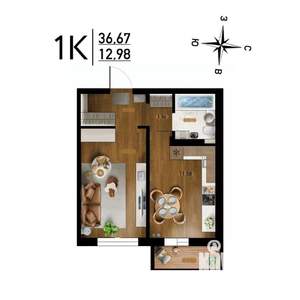 1-к квартира, строящийся дом, 37м2, 9/17 этаж