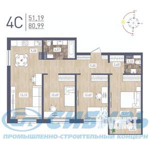 3-к квартира, вторичка, 80м2, 15/17 этаж