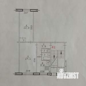 2-к квартира, вторичка, 43м2, 1/5 этаж
