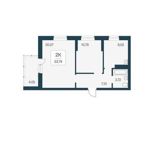 2-к квартира, вторичка, 54м2, 4/24 этаж