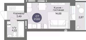Студия квартира, вторичка, 24м2, 2/15 этаж