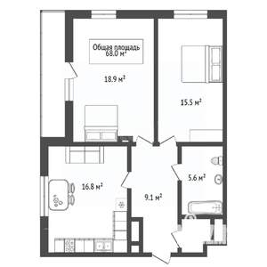 2-к квартира, вторичка, 68м2, 7/21 этаж