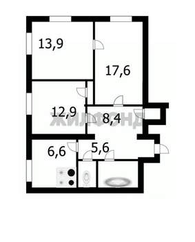 3-к квартира, вторичка, 72м2, 2/4 этаж