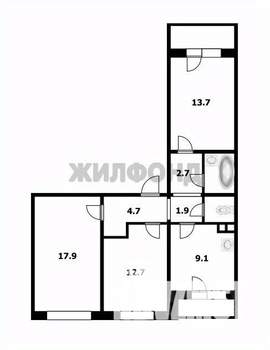 3-к квартира, вторичка, 68м2, 1/10 этаж