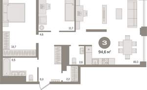 2-к квартира, вторичка, 95м2, 4/30 этаж