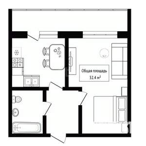 1-к квартира, вторичка, 32м2, 15/17 этаж