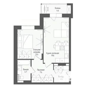 2-к квартира, вторичка, 50м2, 3/18 этаж