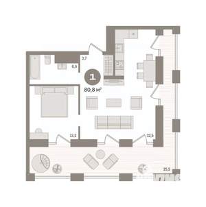 1-к квартира, вторичка, 81м2, 27/30 этаж