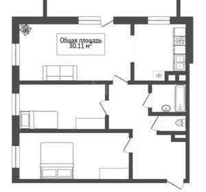 3-к квартира, вторичка, 80м2, 19/24 этаж