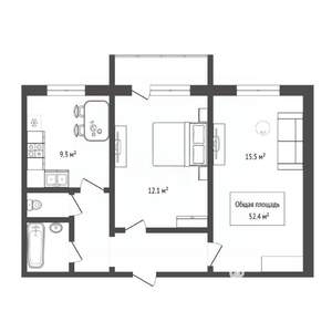 2-к квартира, вторичка, 52м2, 7/10 этаж