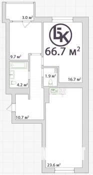 3-к квартира, вторичка, 67м2, 8/25 этаж