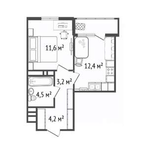 1-к квартира, вторичка, 40м2, 2/25 этаж