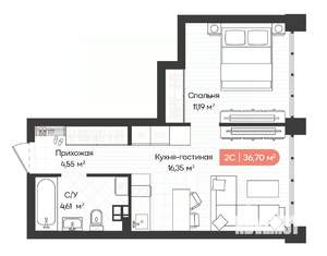 1-к квартира, вторичка, 37м2, 20/20 этаж