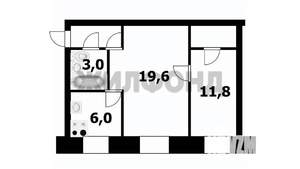 2-к квартира, вторичка, 46м2, 1/5 этаж