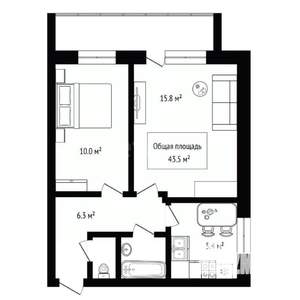 2-к квартира, вторичка, 44м2, 4/5 этаж