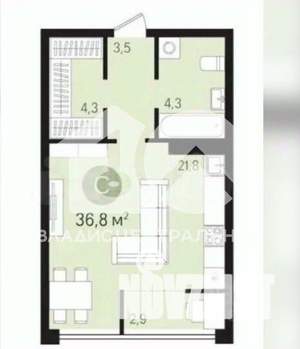 Студия квартира, вторичка, 37м2, 10/25 этаж