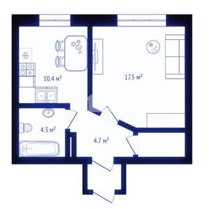 1-к квартира, вторичка, 40м2, 2/14 этаж