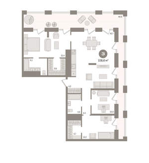 3-к квартира, вторичка, 159м2, 29/30 этаж