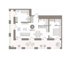 2-к квартира, вторичка, 107м2, 28/30 этаж