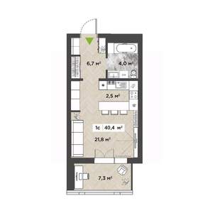 Студия квартира, вторичка, 42м2, 14/14 этаж