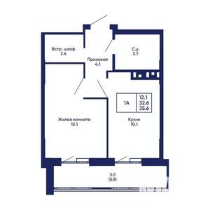 1-к квартира, вторичка, 36м2, 4/14 этаж