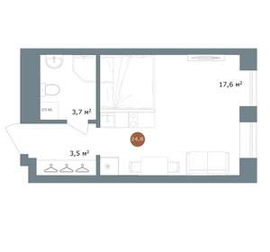 Студия квартира, вторичка, 25м2, 18/18 этаж