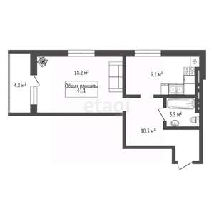 1-к квартира, вторичка, 41м2, 20/26 этаж